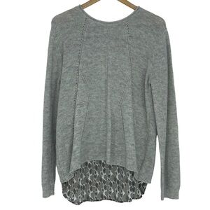COIN 1804 gray open back high low layered sweater LS top wms sz L